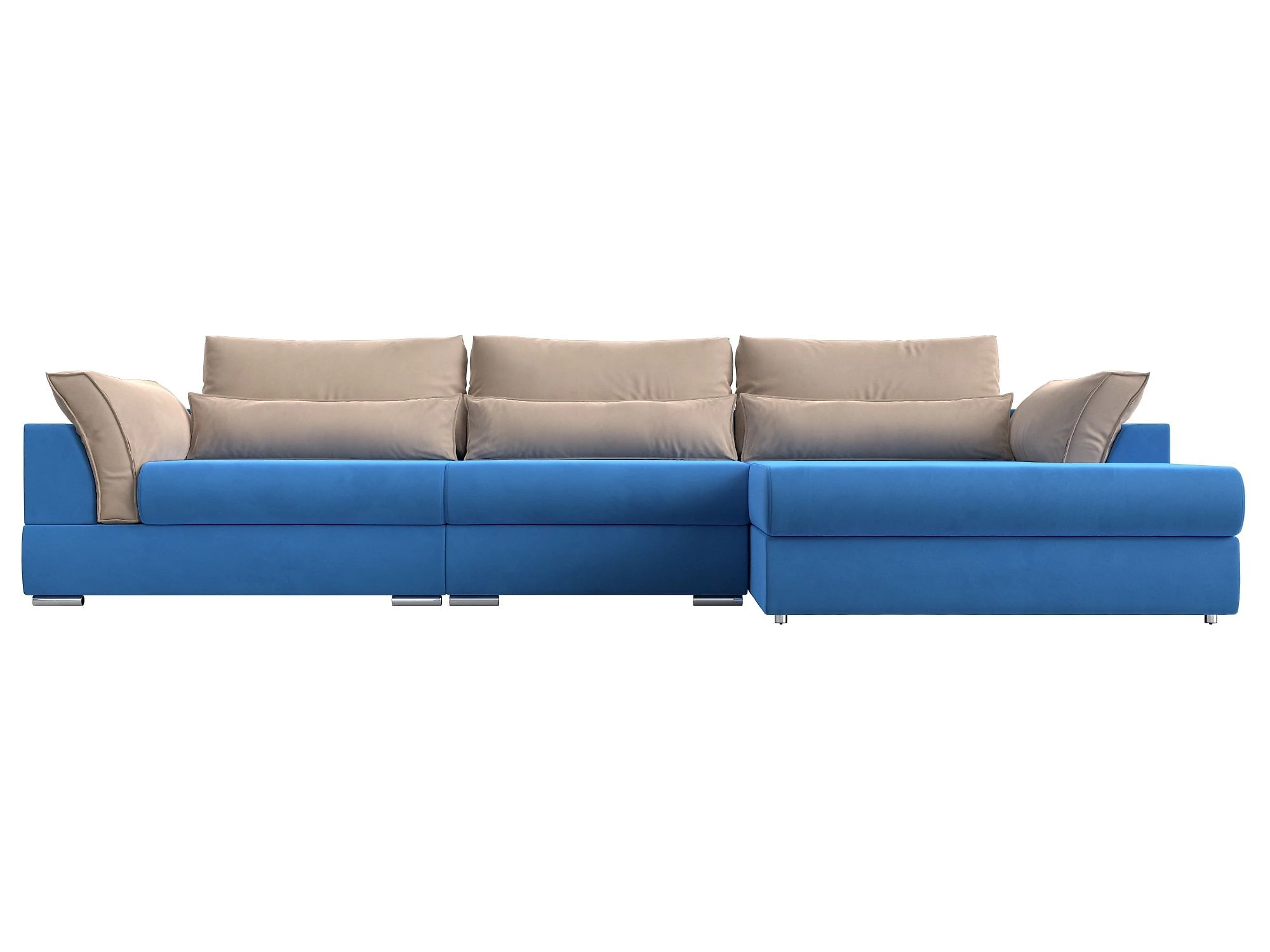 Угловой диван голубой Пекин Лонг Плюш Дизайн 9