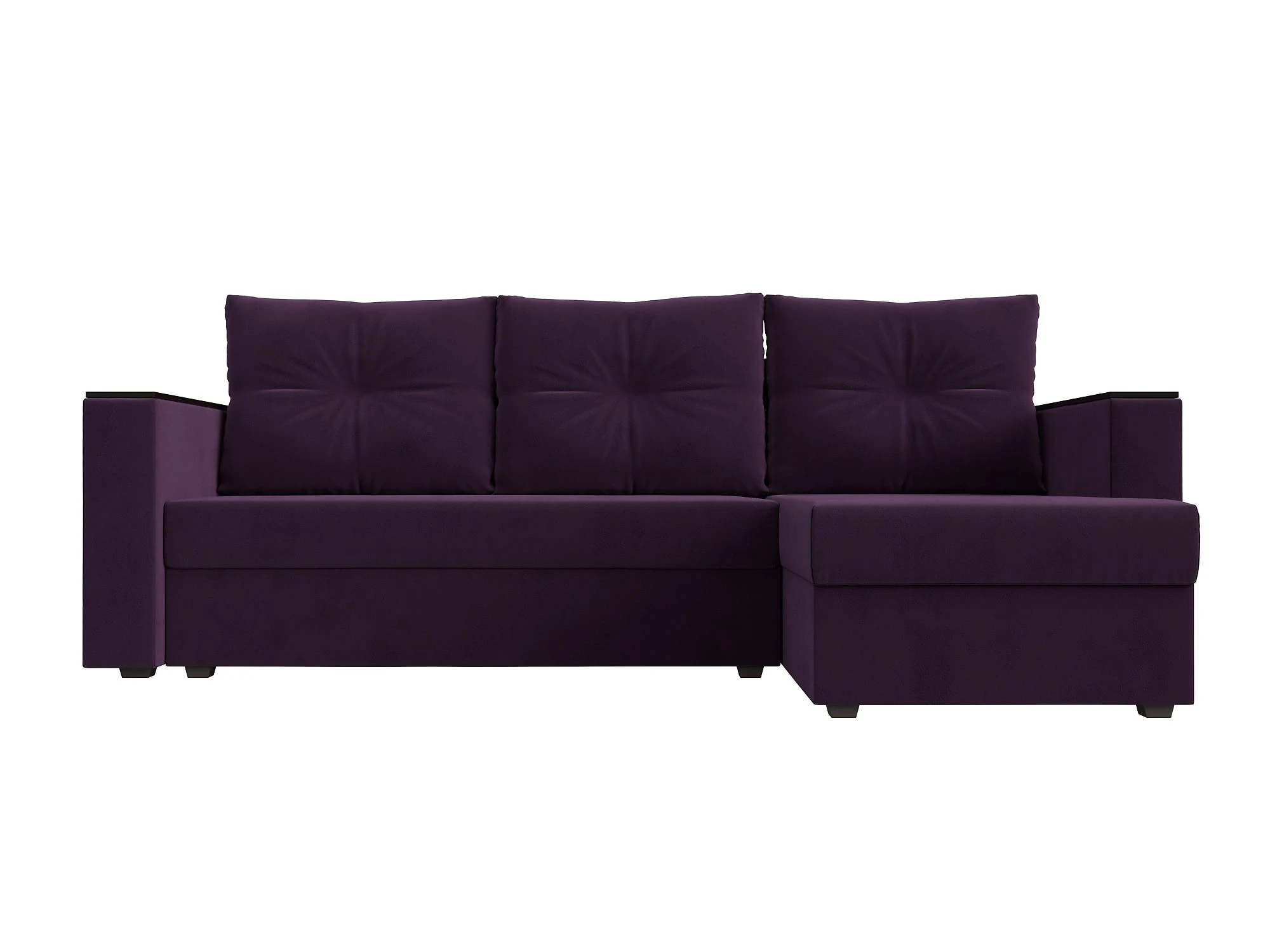 Угловой диван с полкой Атланта Лайт Плюш без стола Дизайн 7