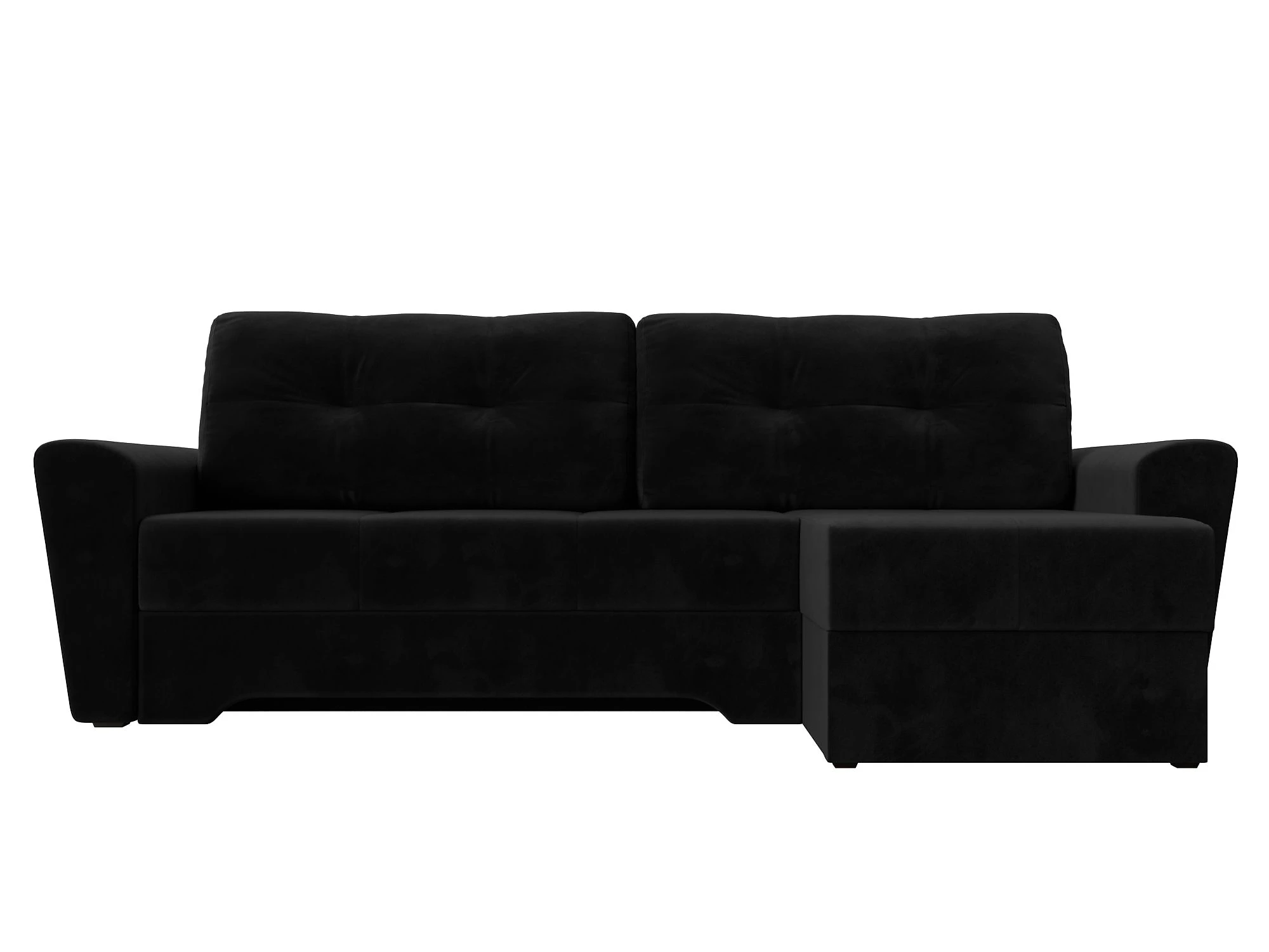 Чёрный угловой диван Амстердам Плюш Дизайн 7