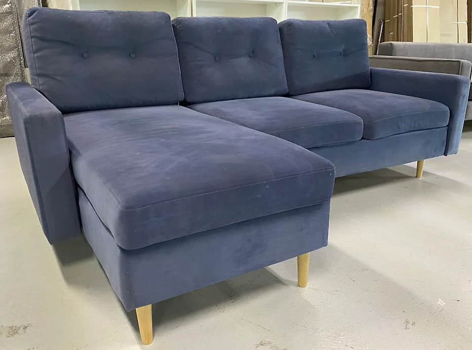 Угловой диван для дачи Динс Velvet Navy Blue арт. 02001396460