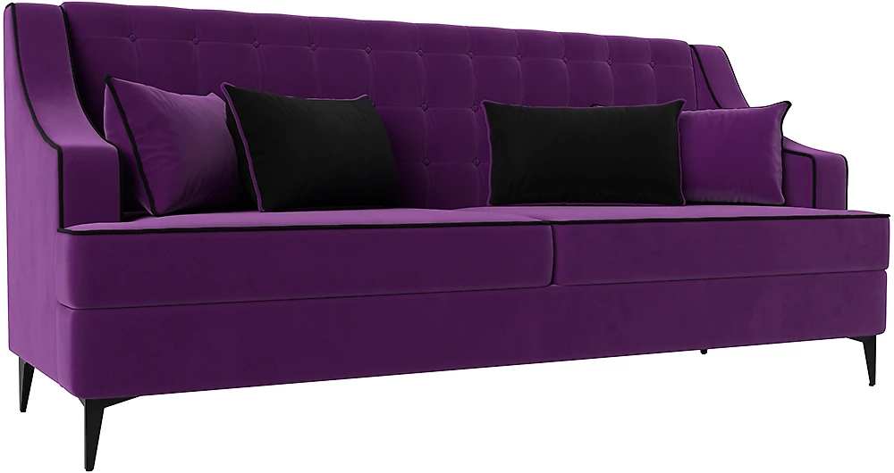 Нераскладной прямой диван Марк Вельвет Фиолетовый-Черный