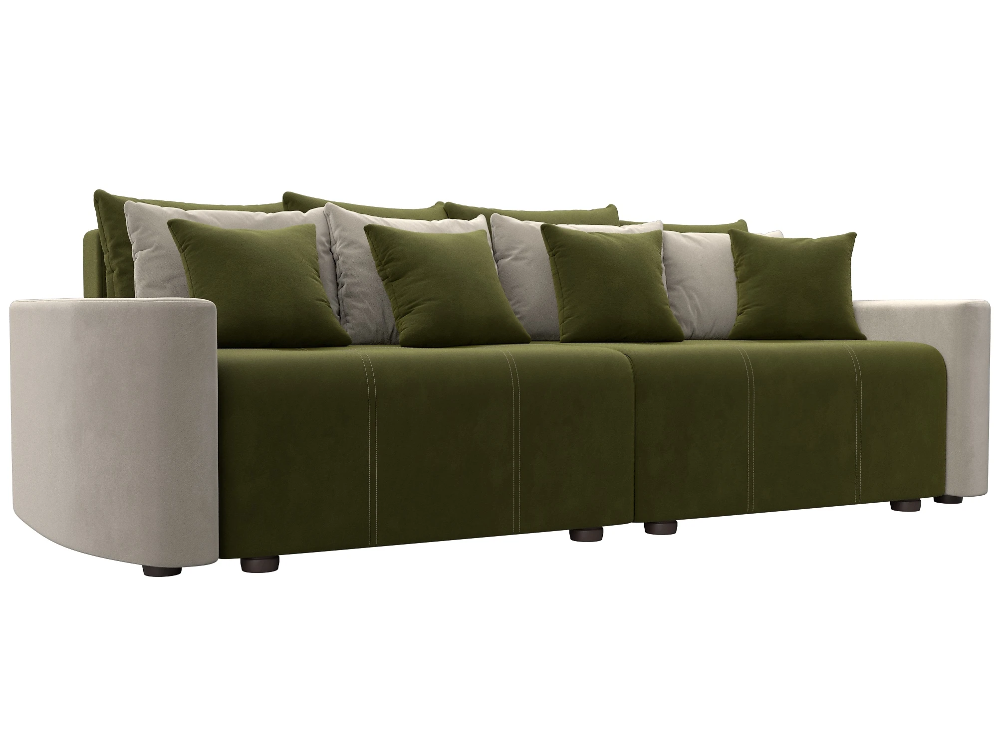 Прямой диван в гостиную Бристоль Вельвет Зеленый-Бежевый