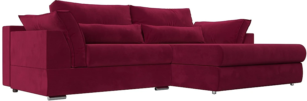 Угловой диван с независимым пружинным блоком Пекин Вельвет Бордо