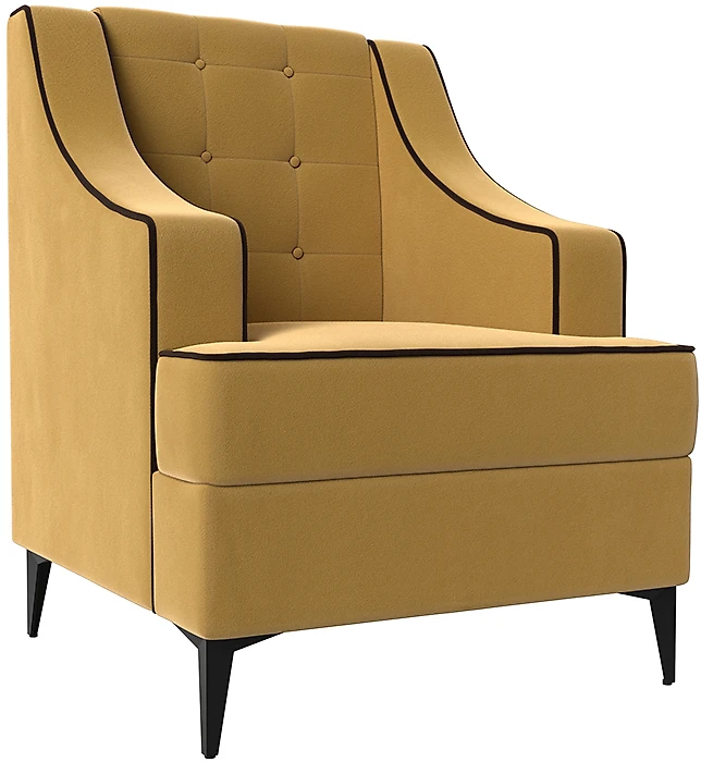 Кресло в классическом стиле Марк Вельвет Желтый-Коричневый