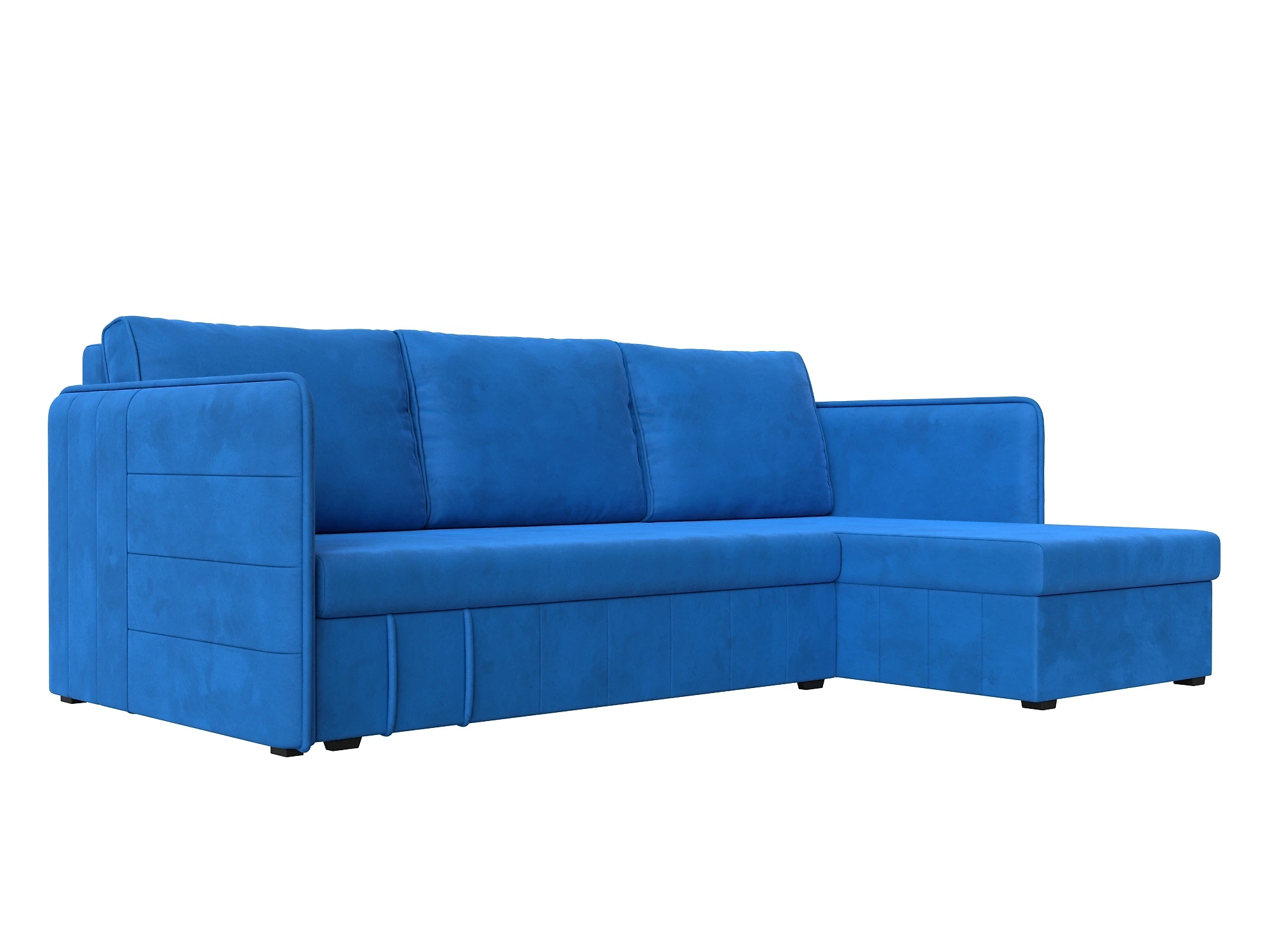 Угловой диван голубой Слим Плюш Дизайн 7