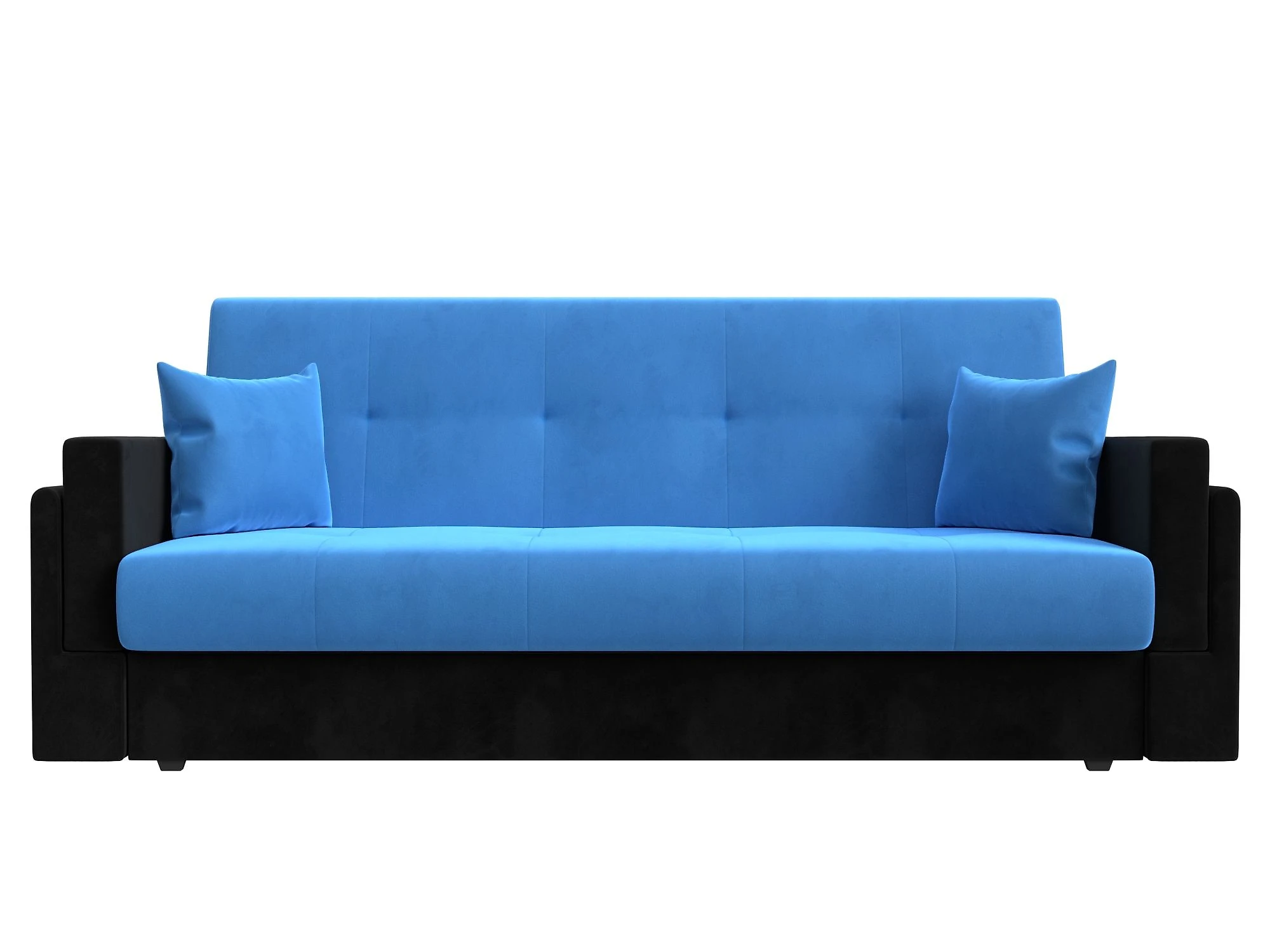 Синий прямой диван Лига-015 Плюш Дизайн 6 книжка