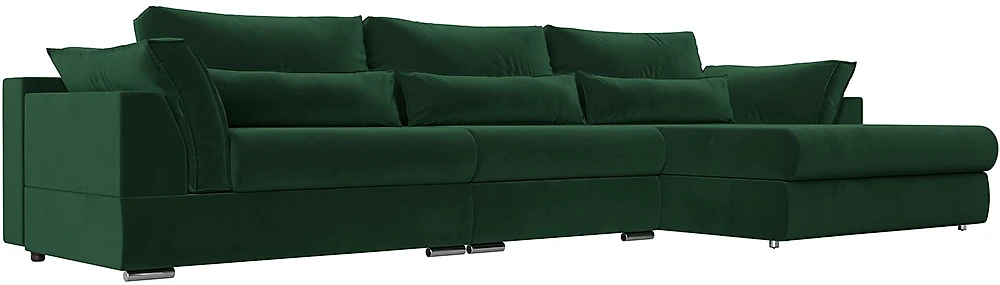 Угловой диван с независимым пружинным блоком Пекин Лонг Велюр Грин