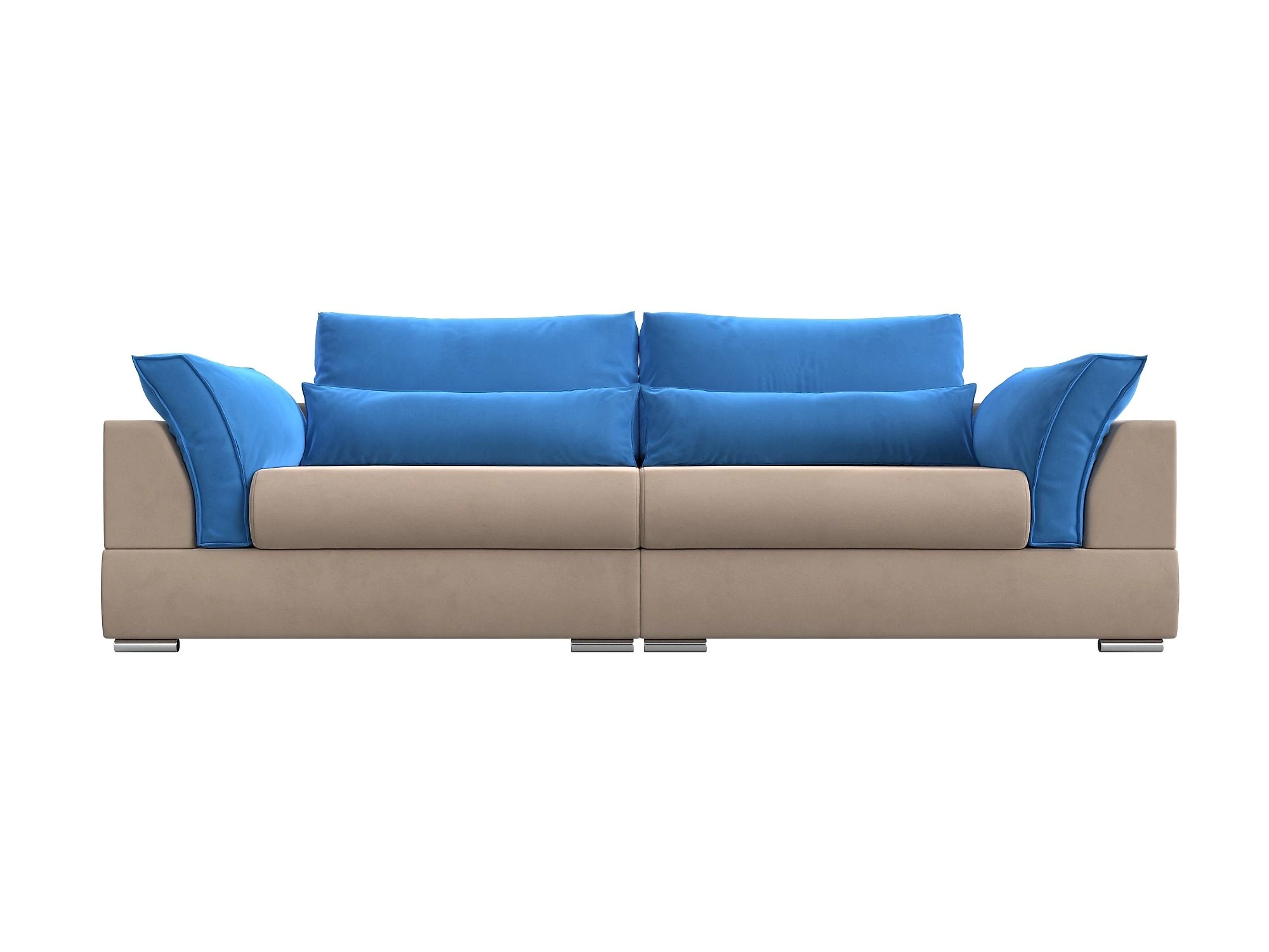 Синий прямой диван Пекин Плюш Дизайн 10