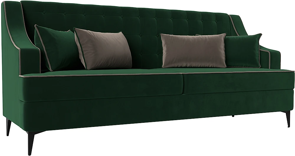 Прямой диван 230 см Марк Велюр Зеленый-Коричневый
