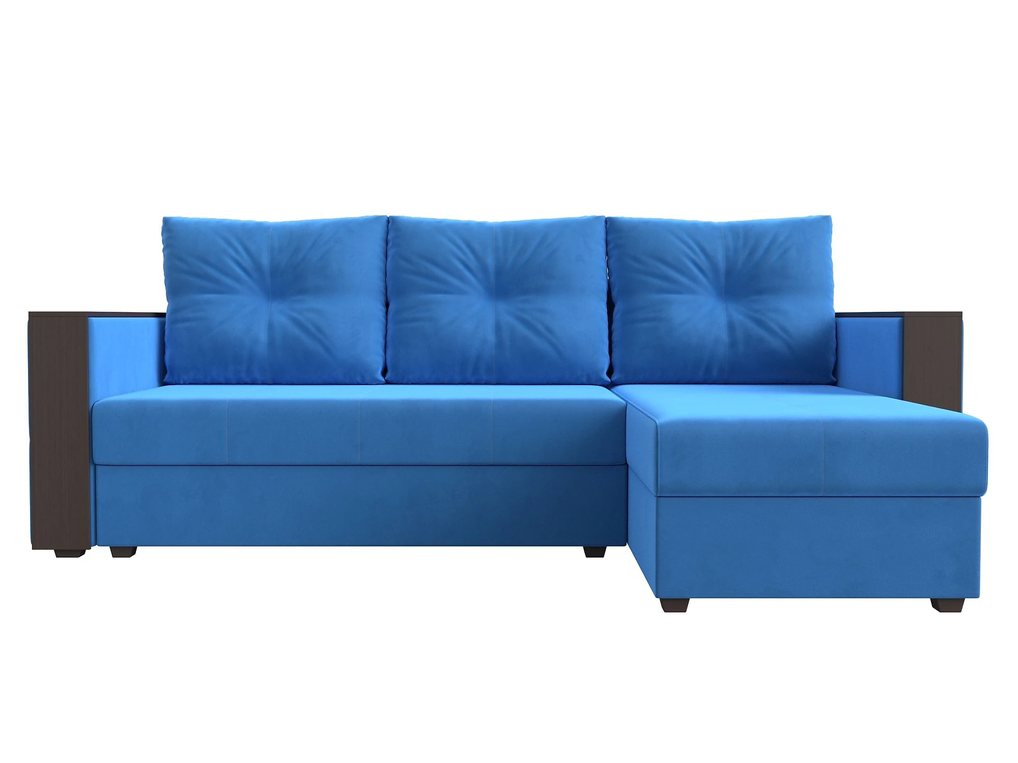 Угловой диван голубой Валенсия Лайт Плюш Дизайн 3