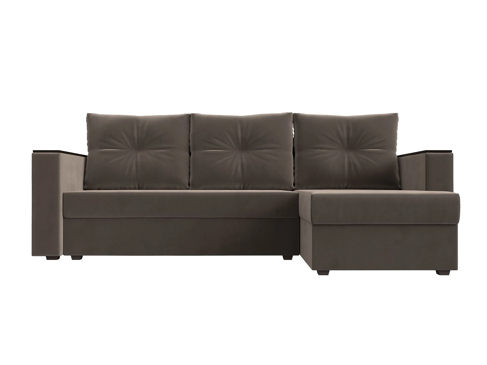 Угловой диван с полкой Атланта Лайт Плюш без стола Дизайн 5