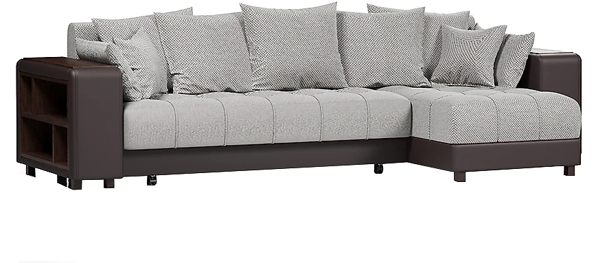 Угловой диван с ящиком в подлокотниках Дубай Грей