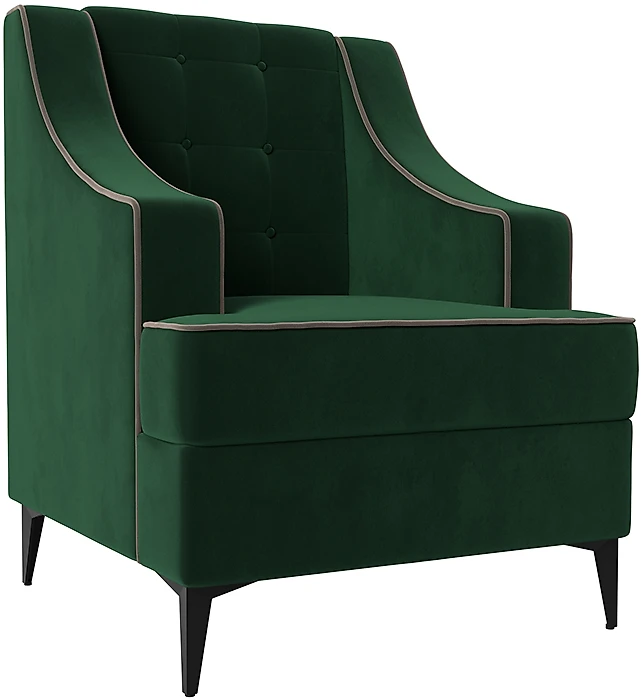 Кресло на ножках Марк Велюр Зеленый-Коричневый