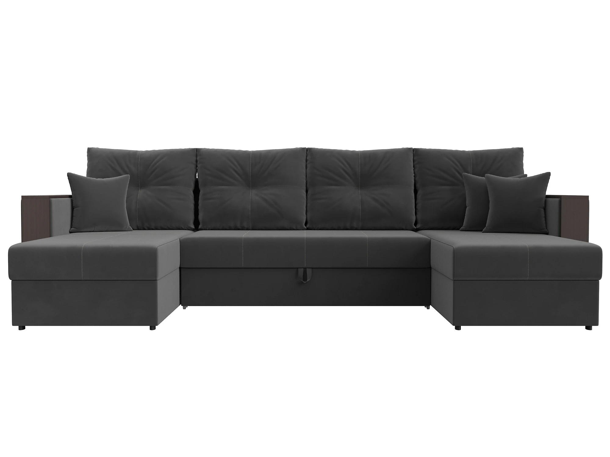 Серый угловой диван Валенсия-П Плюш Дизайн 6