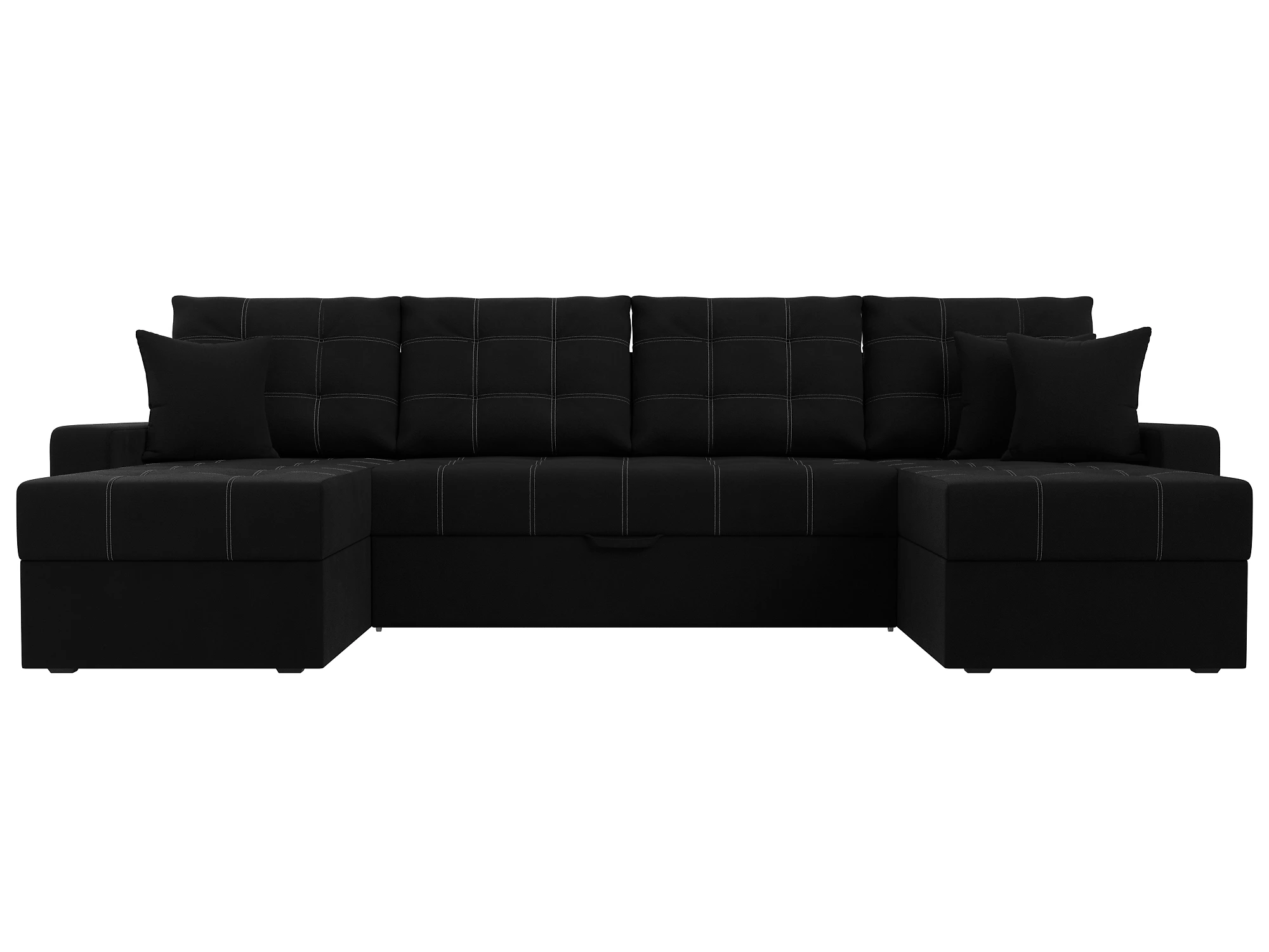 Модульный диван с оттоманкой  Ливерпуль-П Вельвет Блэк