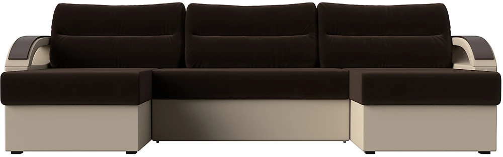 Угловой диван для ежедневного сна Форсайт Вельвет Микс Браун-Беж