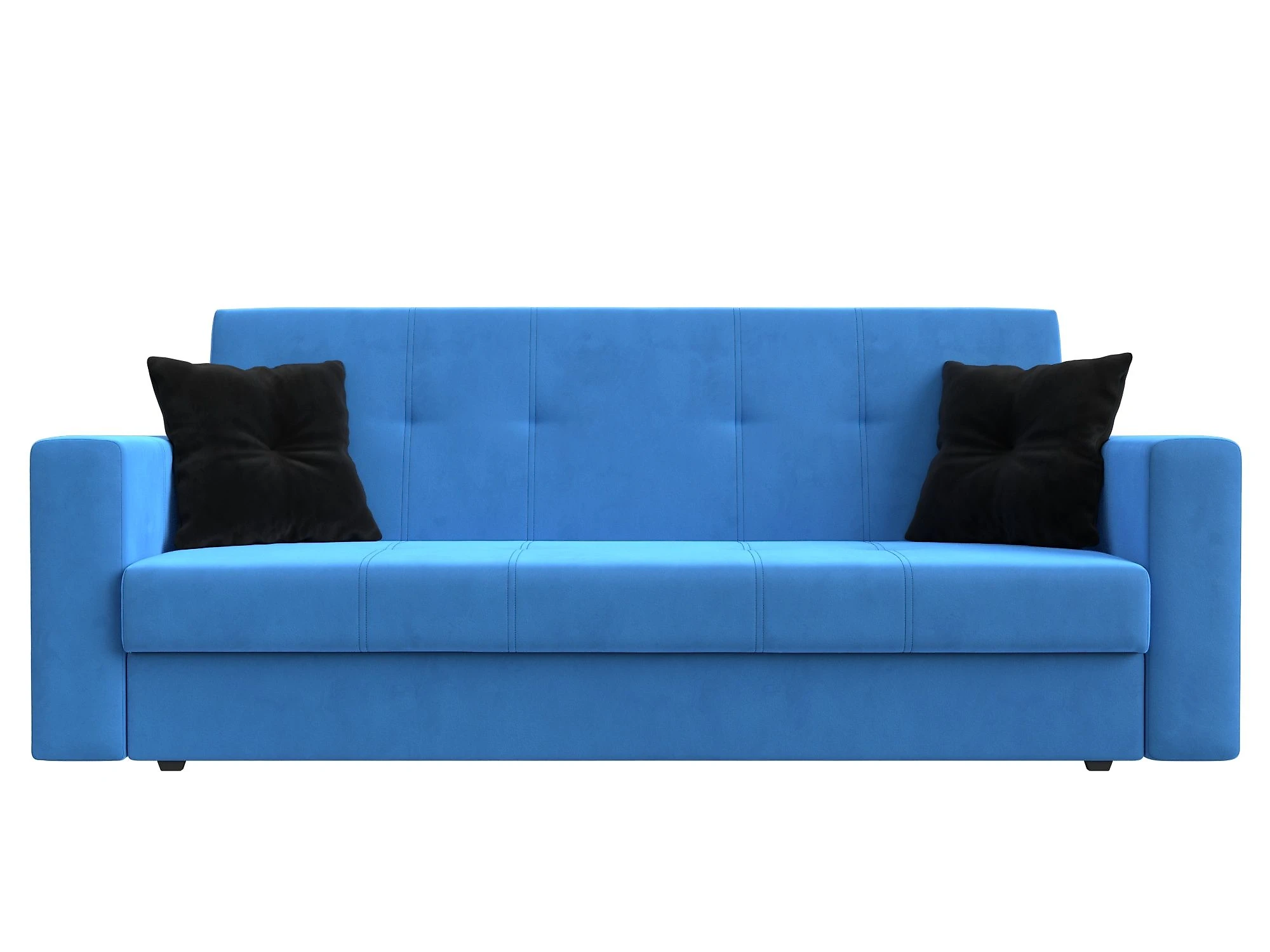 Синий прямой диван Лига-016 Плюш Дизайн 3 книжка
