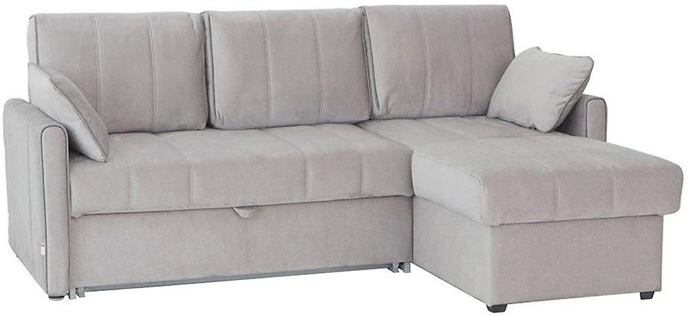 Угловой диван с независимым пружинным блоком Риммини Плюш Грей