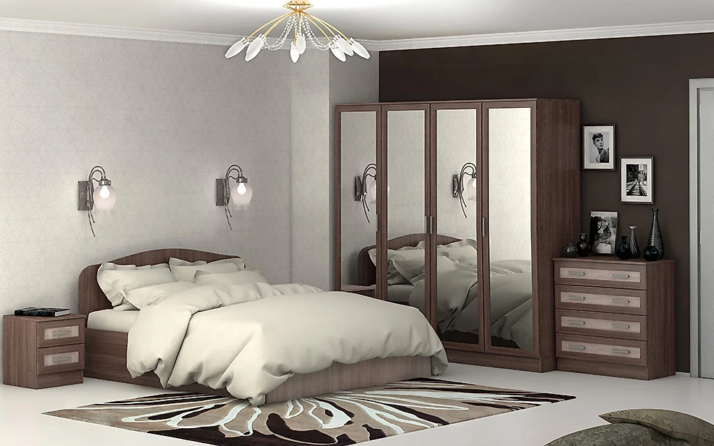 Зеркальный спальный гарнитур Тавла-4 М Дизайн-2