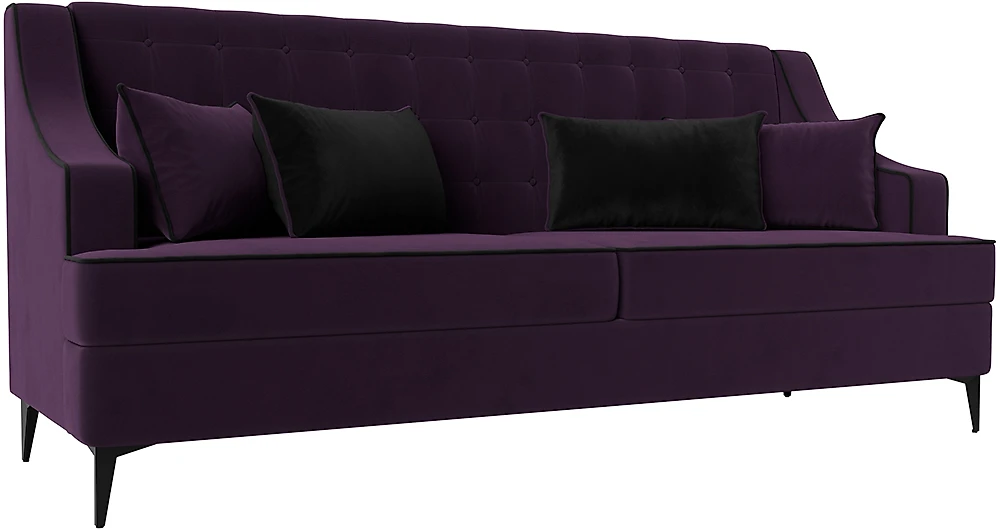 Прямой диван из велюра  Марк Велюр Фиолетовый-Черный