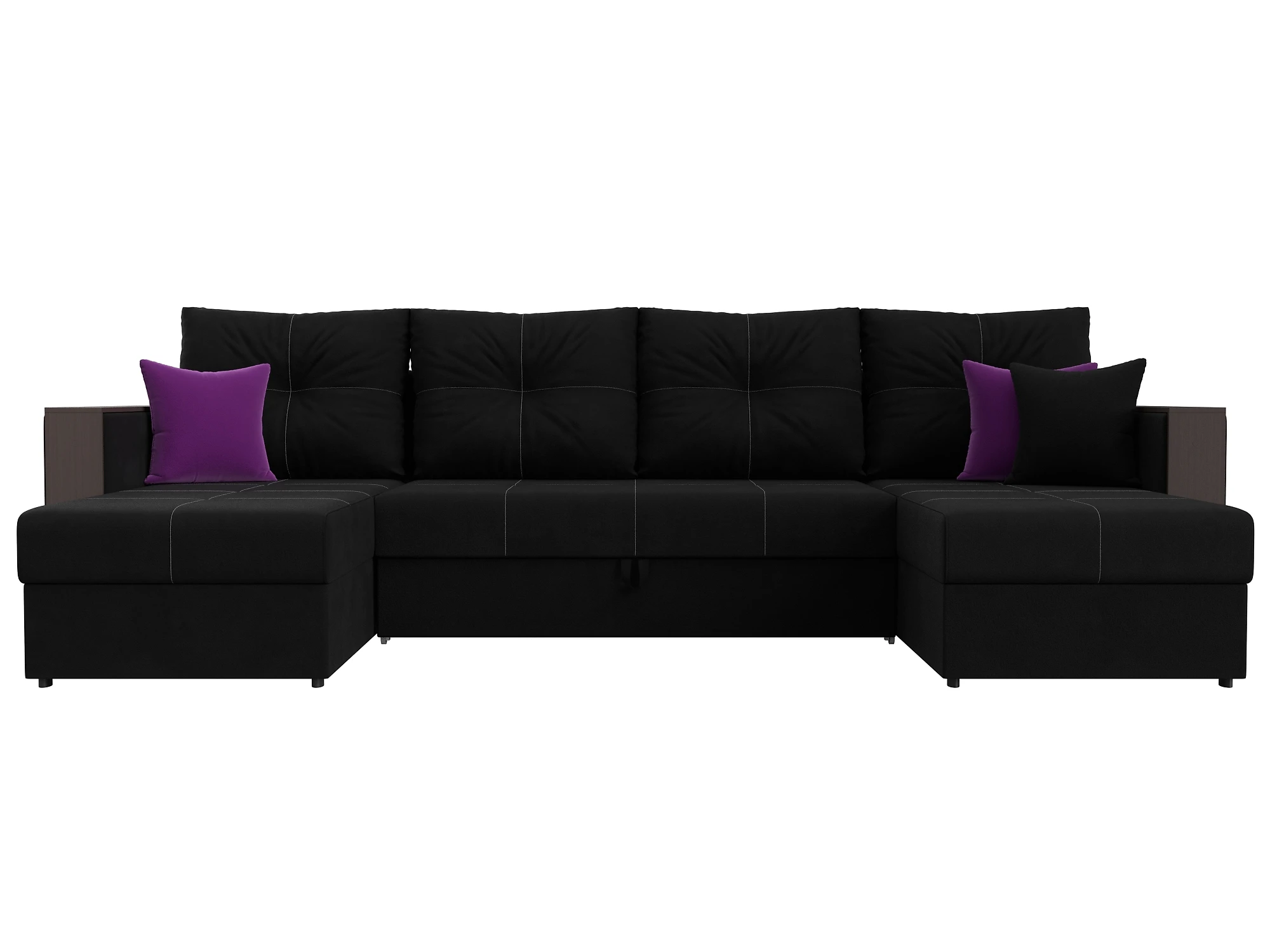 Угловой диван черно-белый Валенсия-П Дизайн 5
