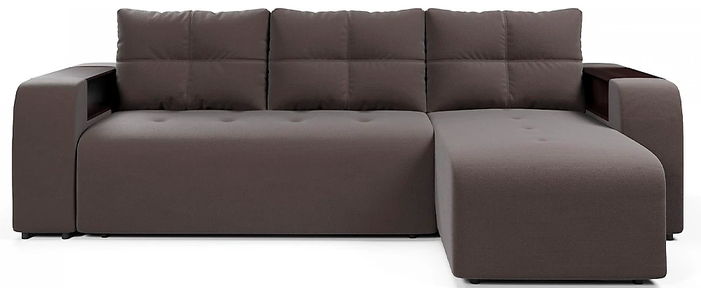 Угловой диван с ящиком для белья Дуглас Плюш Браун