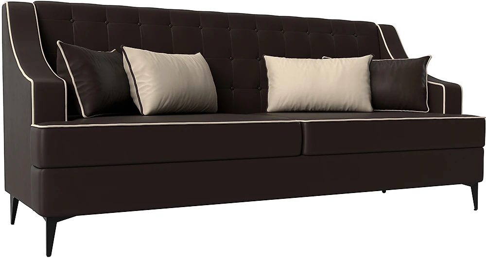 Прямой диван с пружинным блоком Марк Коричневый - Бежевый