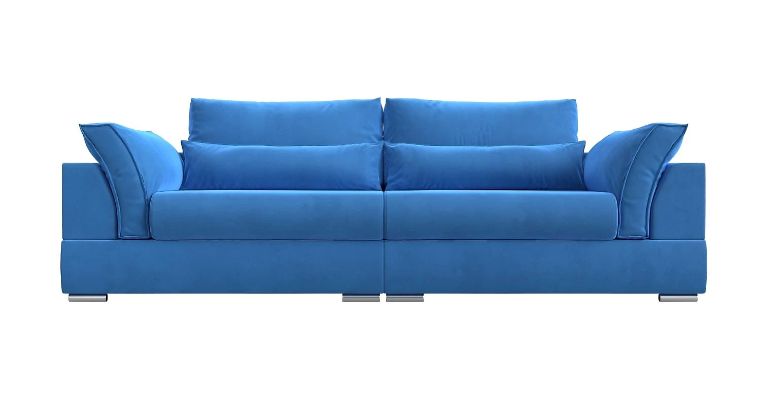 Синий прямой диван Пекин Плюш Дизайн 3
