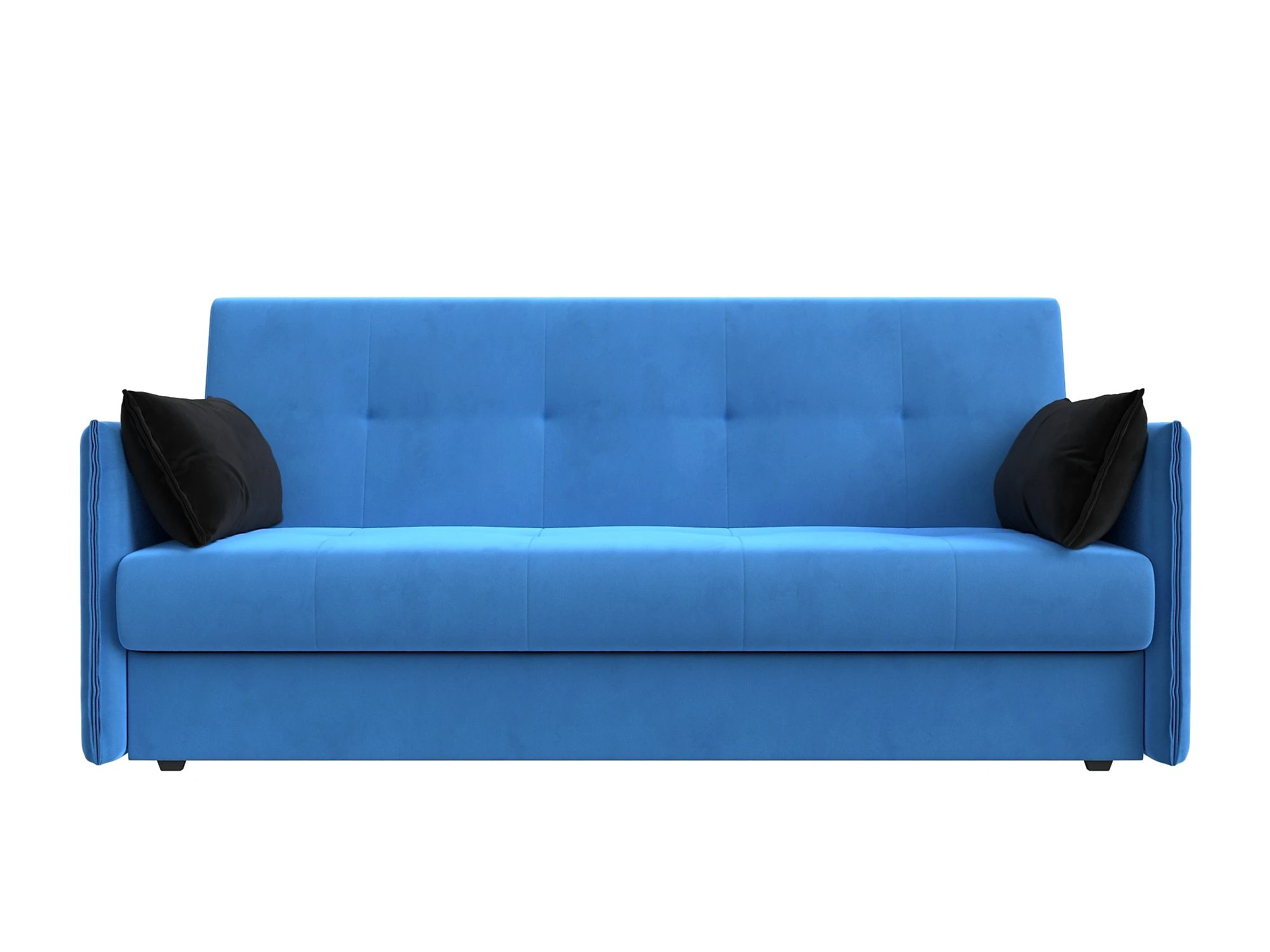 Синий прямой диван Лига-018 Плюш Дизайн 6 книжка