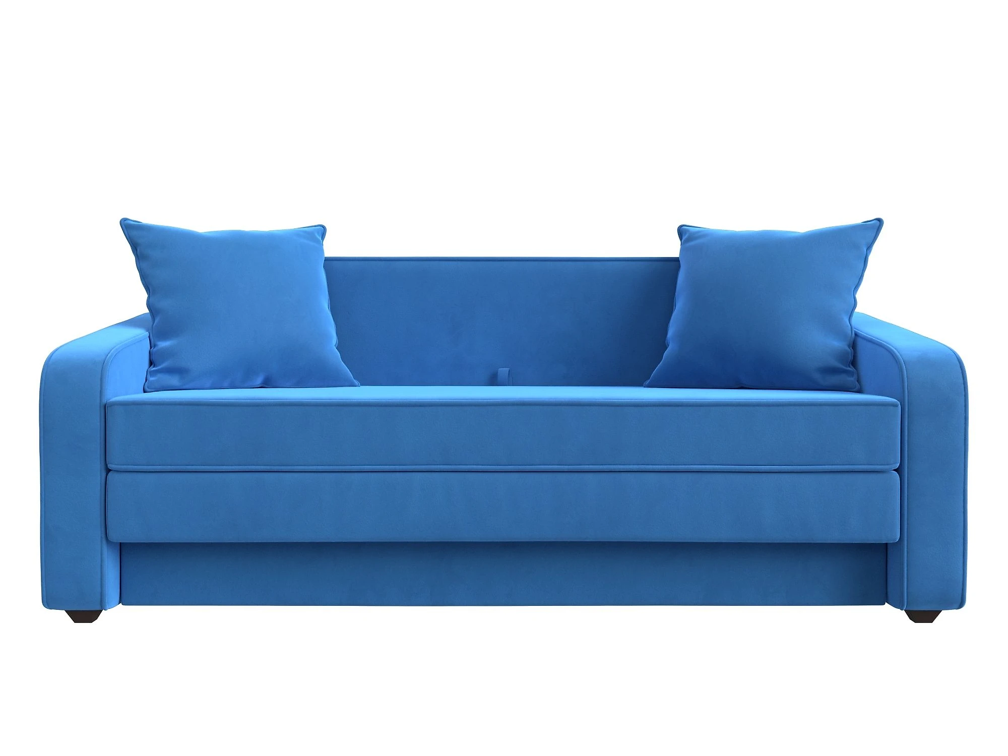 Синий прямой диван Лига-013 Плюш Дизайн 3