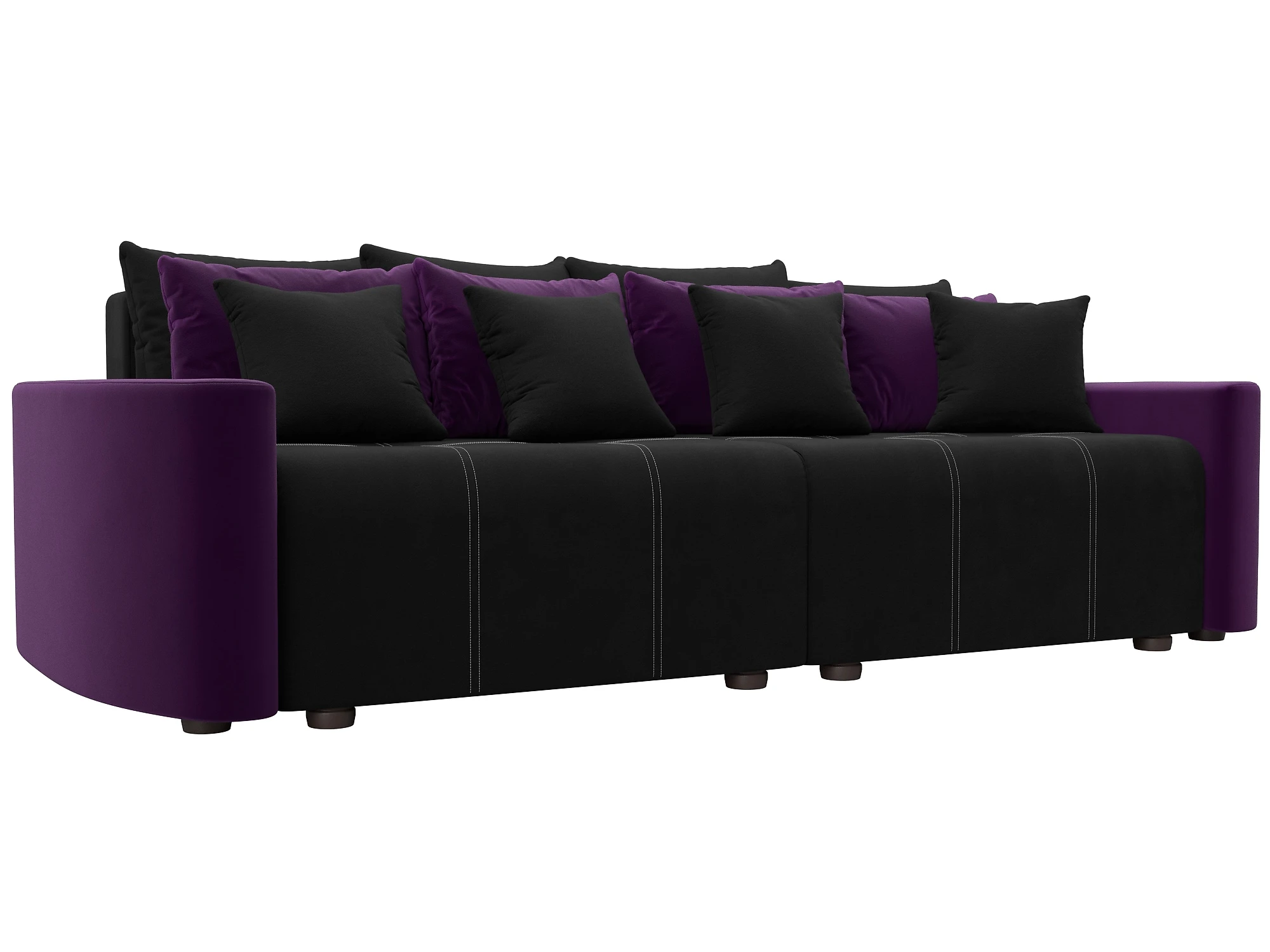 Прямой диван в гостиную Бристоль Вельвет Черный-Фиолетовый