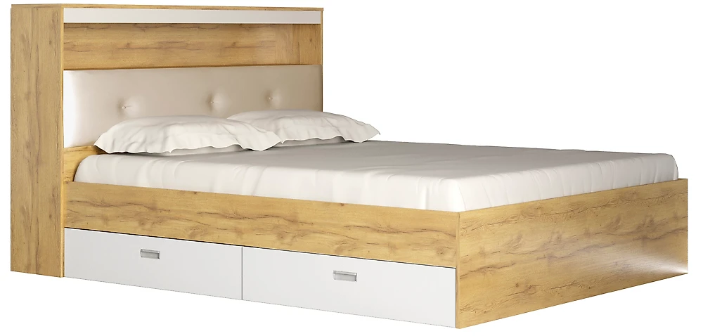 Кровать с ящиками для белья Виктория-3-160 Дизайн-1