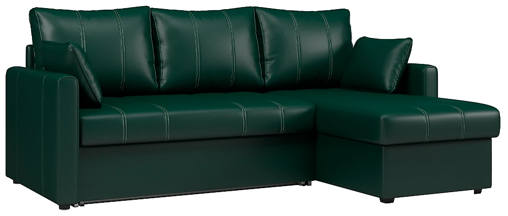 Угловой диван изумрудный Риммини Дизайн 1 кожаный
