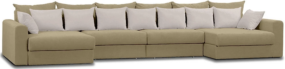 Угловой диван с большим спальным местом Модена-8 Плюш Крем