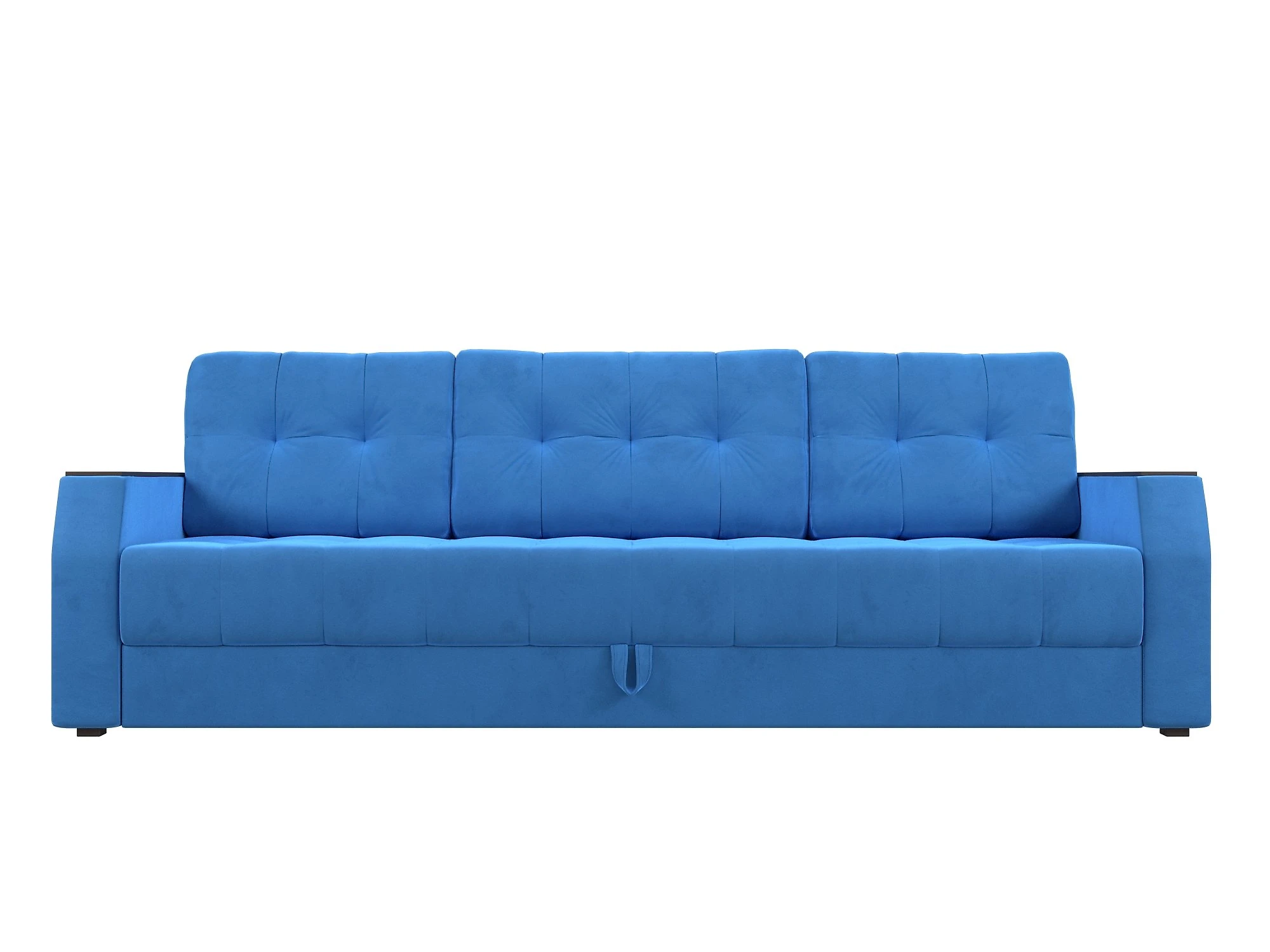 Синий прямой диван Атлантида Плюш без стола Дизайн 7