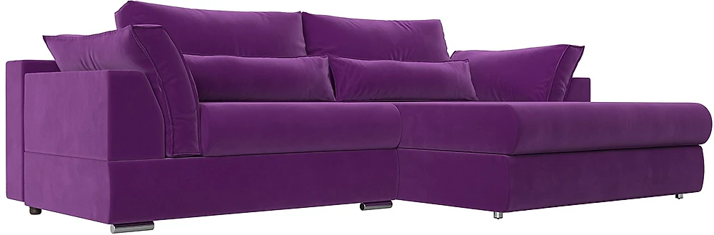 Угловой диван с независимым пружинным блоком Пекин Вельвет Фиолет