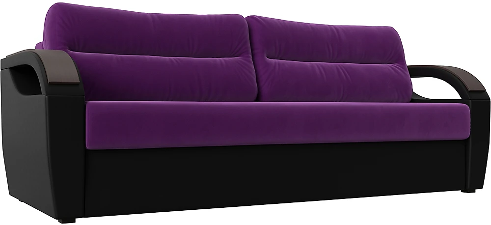 Прямой кожаный диван Форсайт Вельвет Микс Фиолет