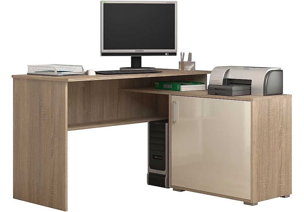 Компьютерный стол с надстройкой и шкафчиками СПУ-11 МДФ Дизайн-3