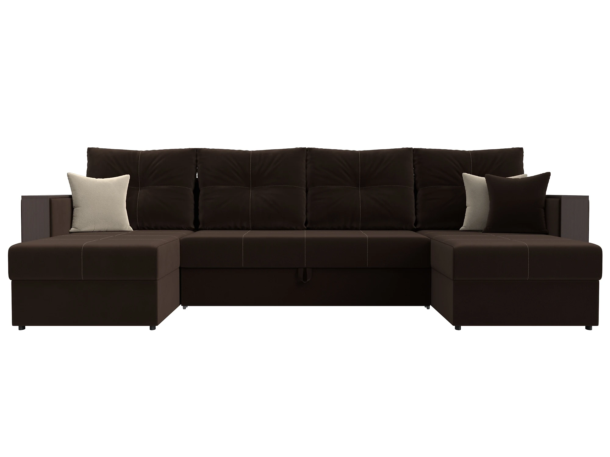 Каштановый угловой диван Валенсия-П Дизайн 3