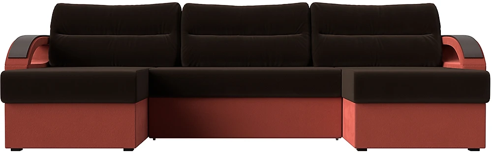 Угловой диван с ящиком для белья Форсайт Вельвет Браун-Корал
