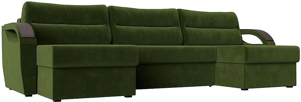 Угловой диван с подушками Форсайт Вельвет Грин
