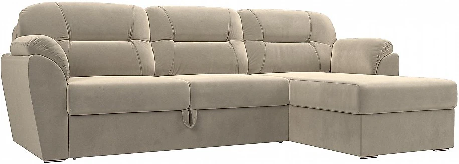 Угловой диван с подлокотниками Бостон Вельвет Беж