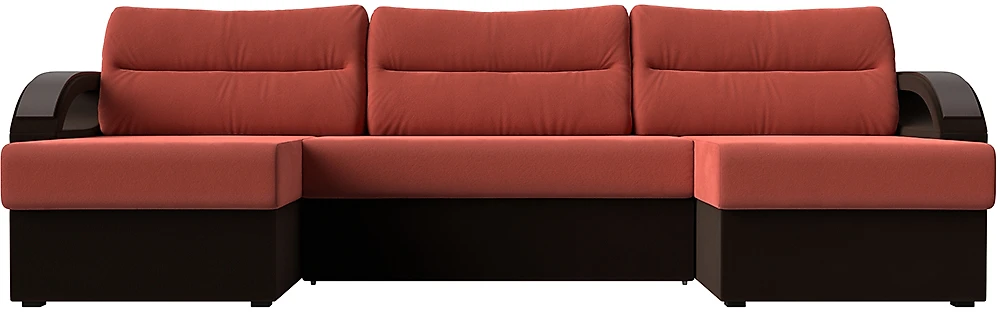Угловой диван с ящиком для белья Форсайт Вельвет Корал-Браун