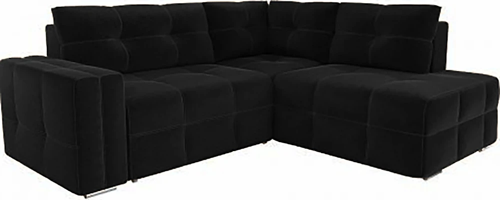 Угловой диван с независимым пружинным блоком Леос Плюш Блэк