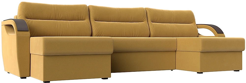 Угловой диван с подушками Форсайт Вельвет Еллоу