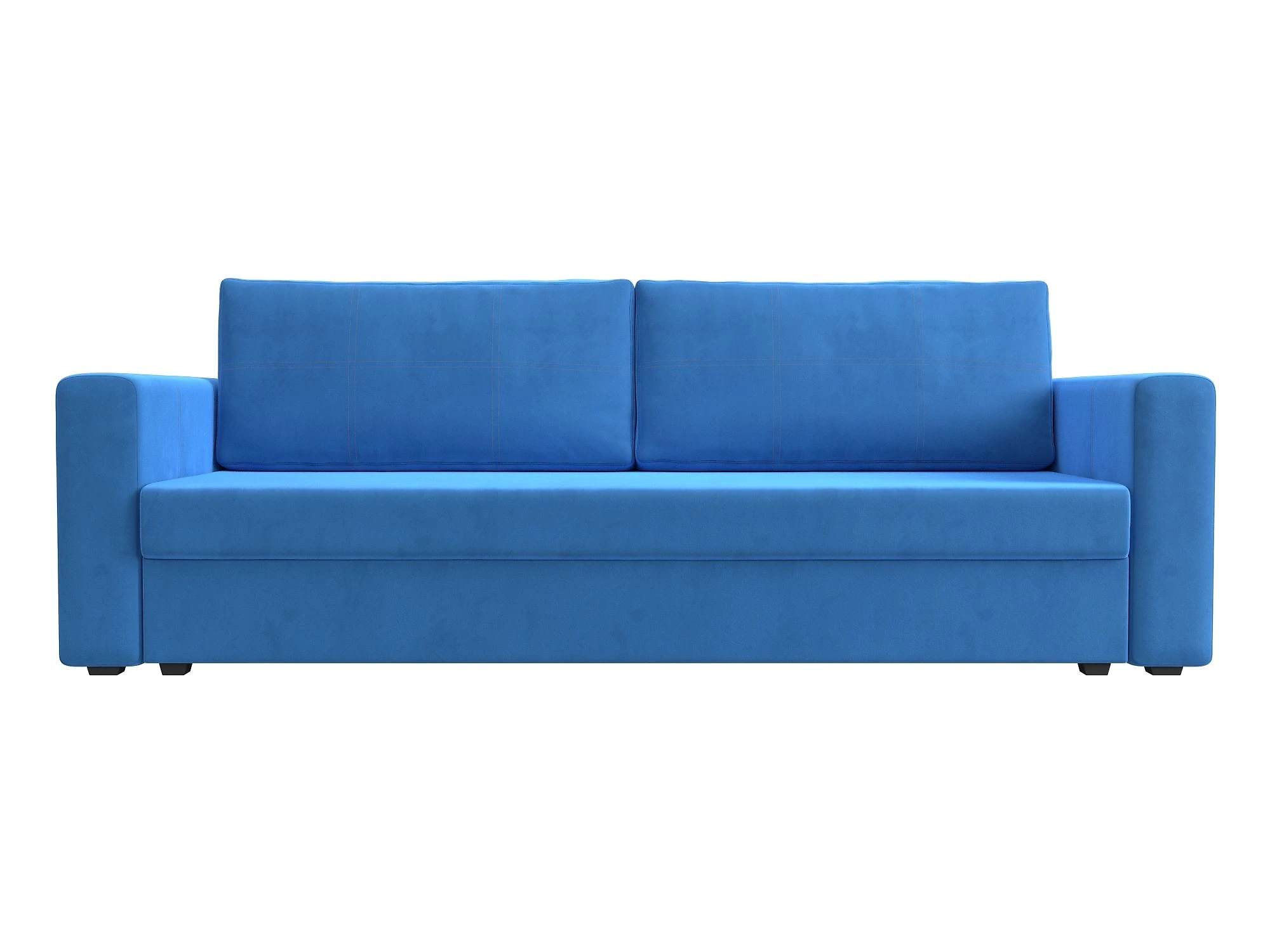 Синий прямой диван Лига-006 Плюш Дизайн 3