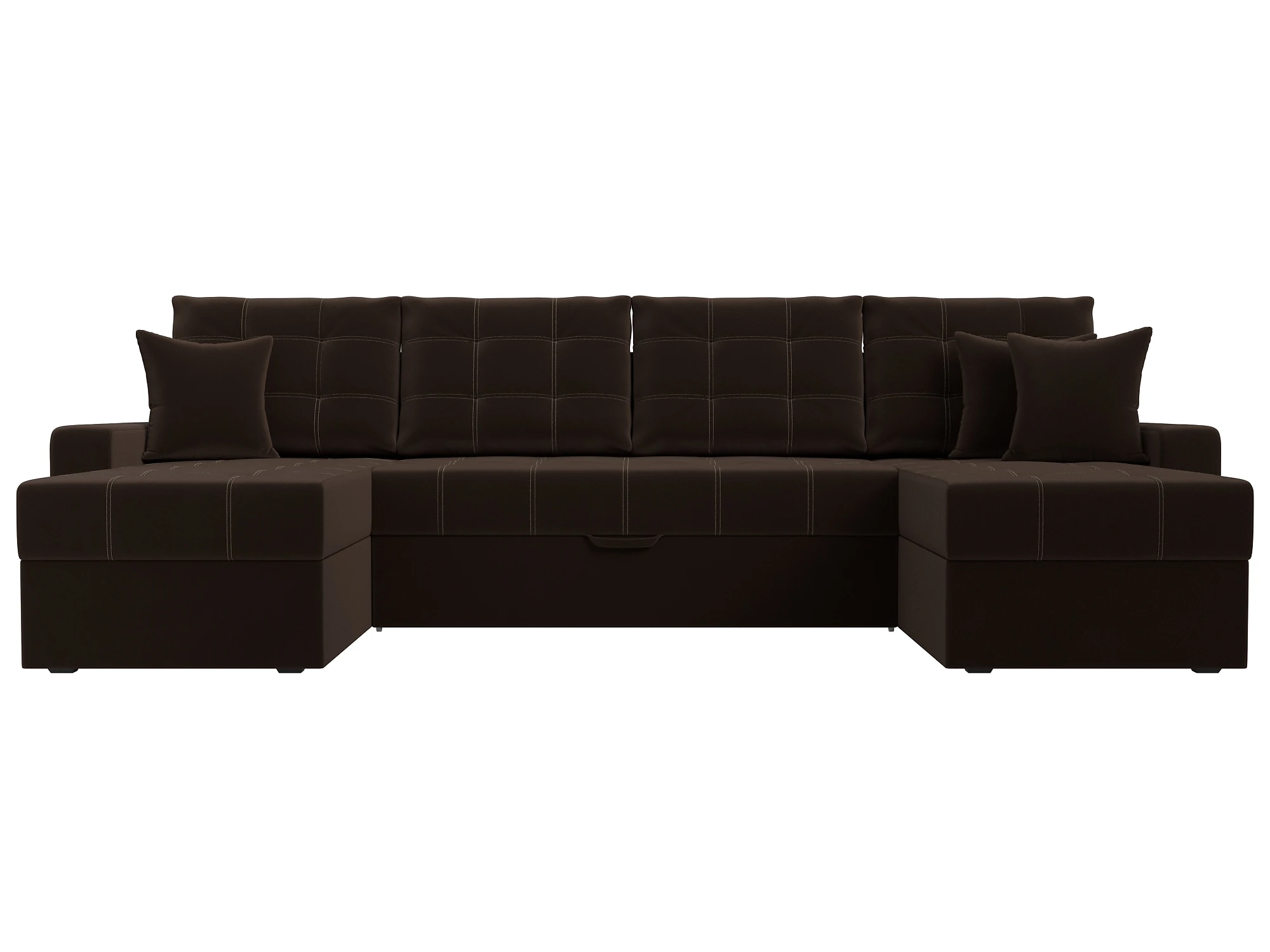 Модульный диван с оттоманкой  Ливерпуль-П Вельвет Браун