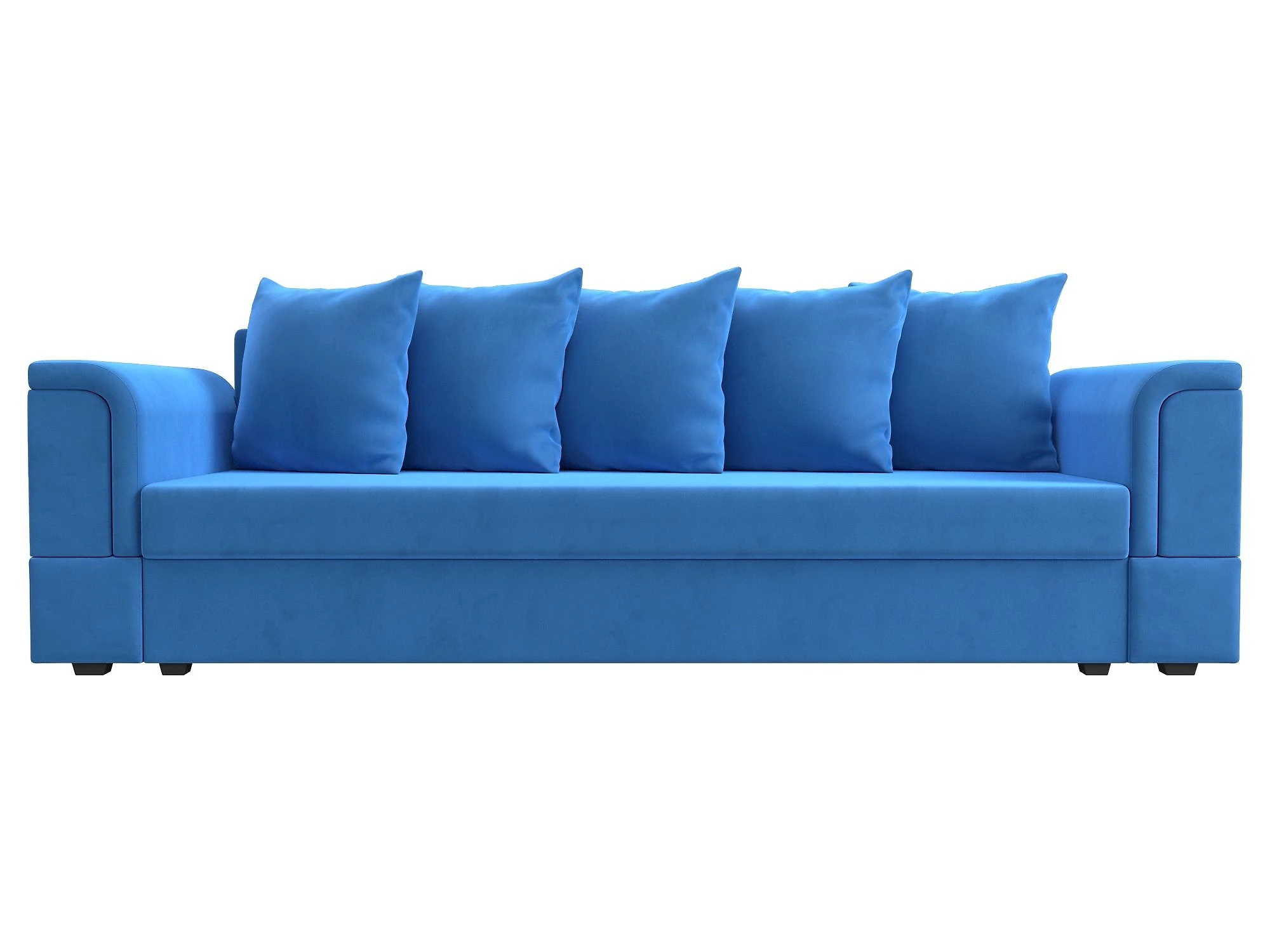 Синий прямой диван Лига-005 Плюш Дизайн 3