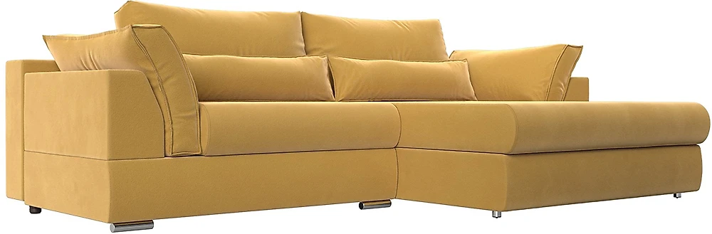Угловой диван с независимым пружинным блоком Пекин Вельвет Еллоу