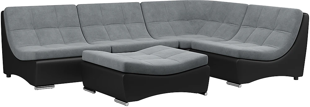 Модульный диван с оттоманкой  Монреаль-6 Плюш Графит